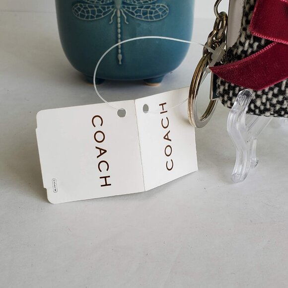 NWT Coach Soho Tweed Mini Kisslock Pouch/Key Fob - Black & White - Picture 2 of 12